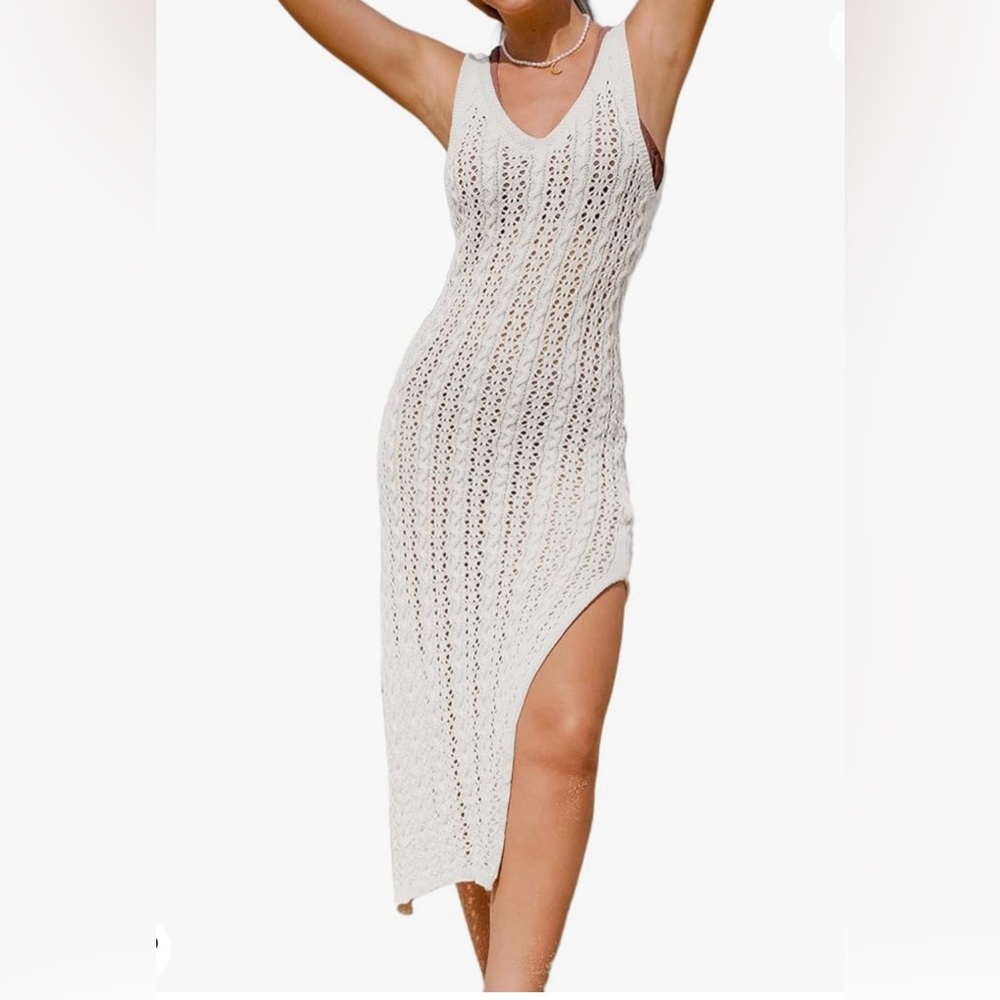 Crochet Swim Coverup Maxi Dress